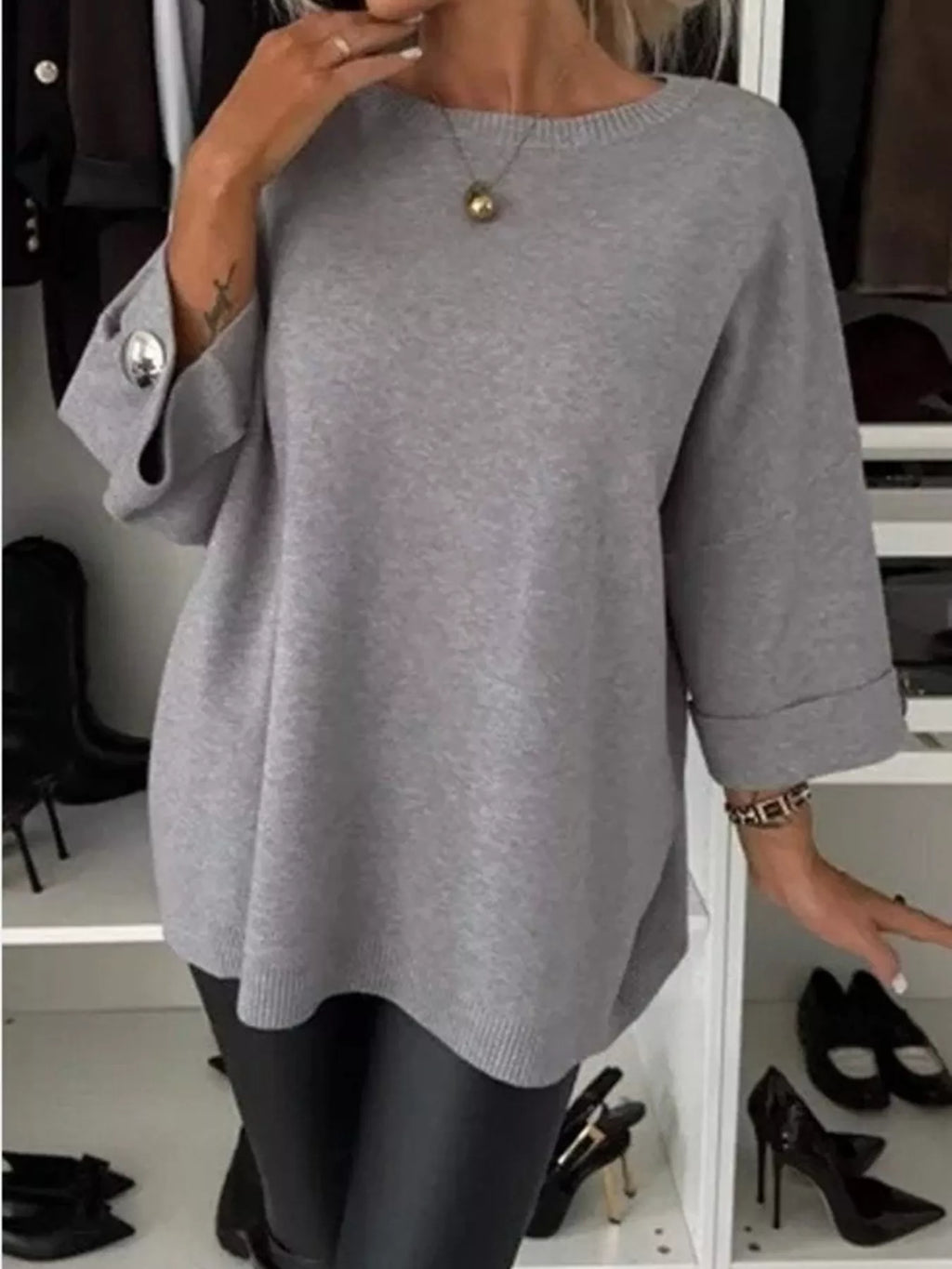 Full Size Round Neck Drop Shoulder Top Ribbed Trim Plus (2)