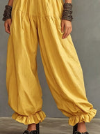 Full Size Smocked Ruffle Hem Wide Leg Pants Plus (8)