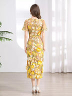 Floral Embroidered Puff Sleeve Midi Dress (11)