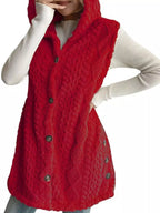 Hooded Button-up Sherpa Vest Coat (17)