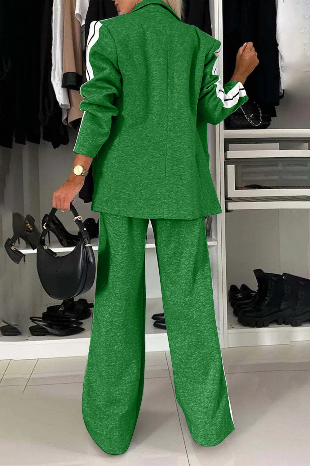 Full Size Contrast Lapel Collar Top Pants Set (22)