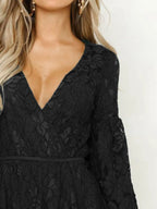 Lace V-neck Long Sleeve Mini Dress (9)