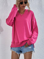 Dropped Shoulder Slit Hoodie (3)