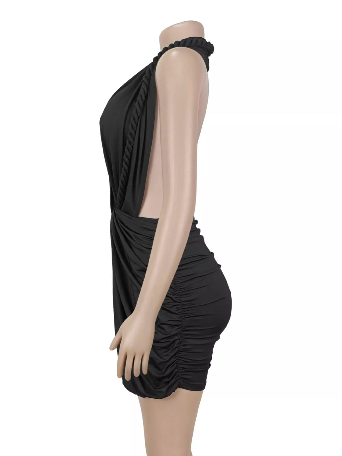 Ruched Halter Neck Bodycon Mini Dress (4)