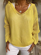 Openwork Hooded Long Sleeve Sweater (8)