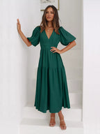 Tiered Puff Sleeve Midi Dress (9)