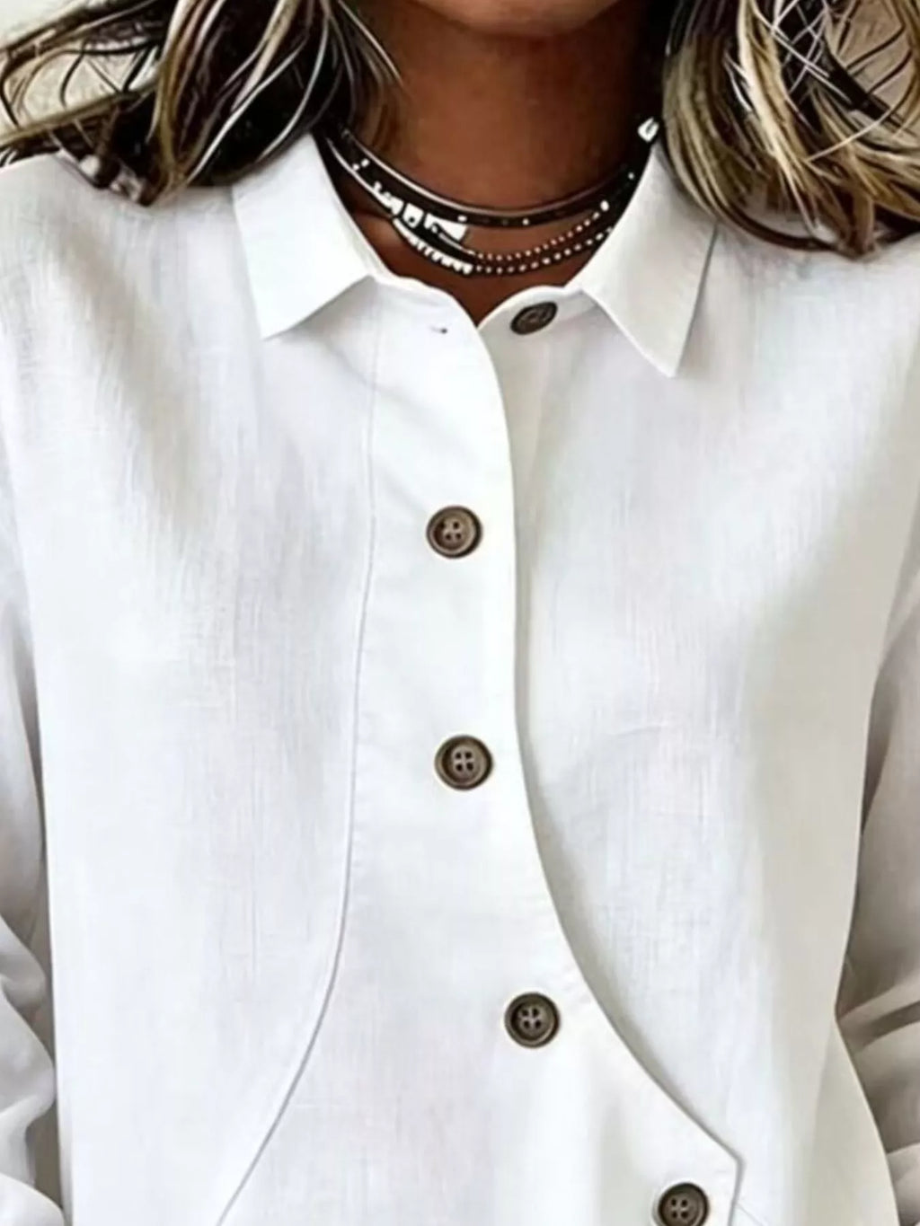 Full Size Asymmetrical Button Down Shirt Plus (2)