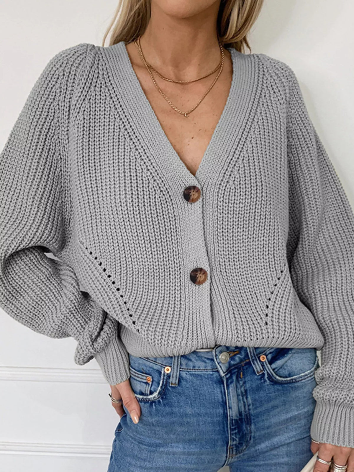 Full Size Chunky Knit Button-down Cardigan Plus (12)