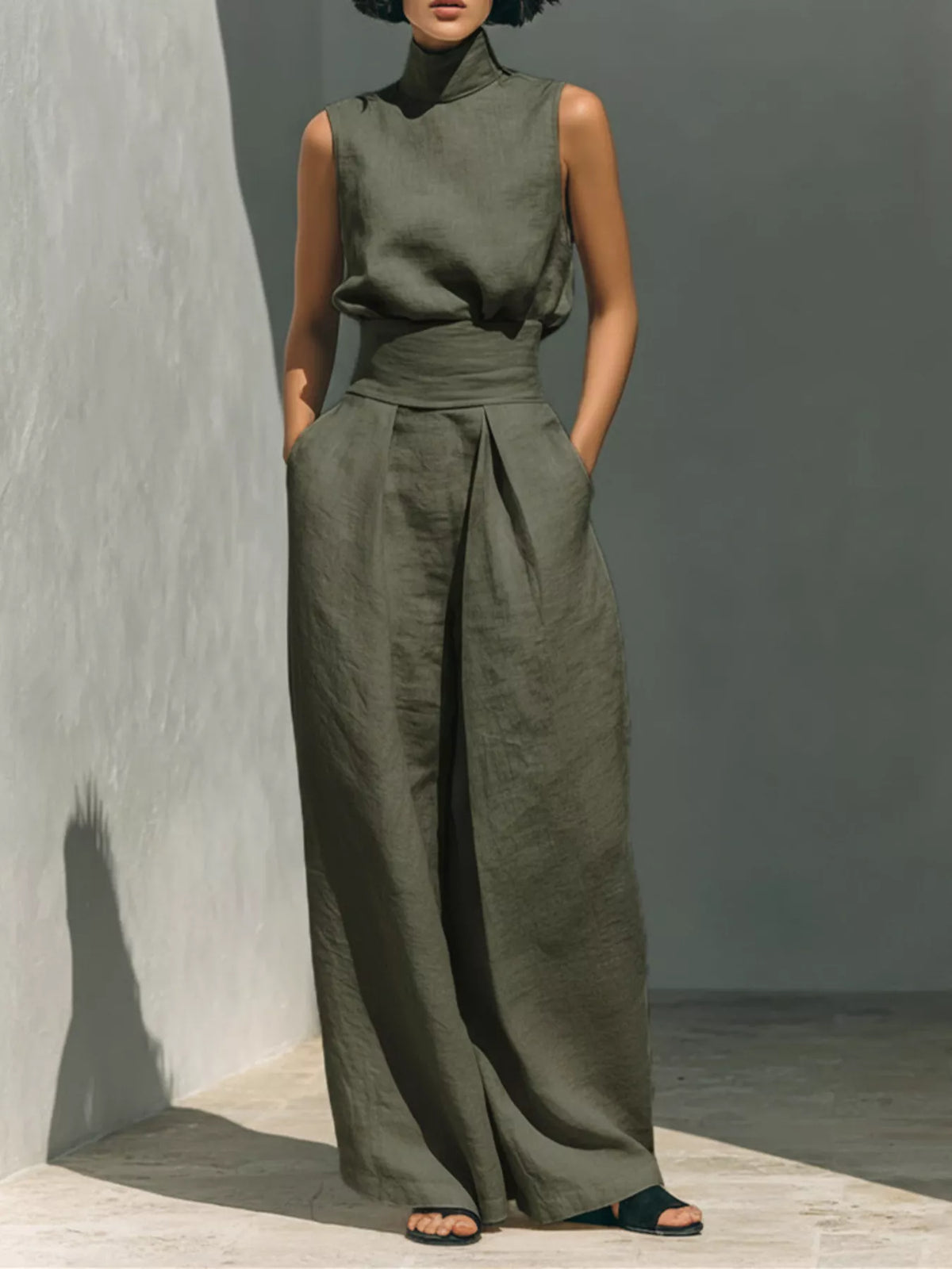 Full Size Sleeveless Wide-leg Jumpsuit Smocked Waist Plus (13)