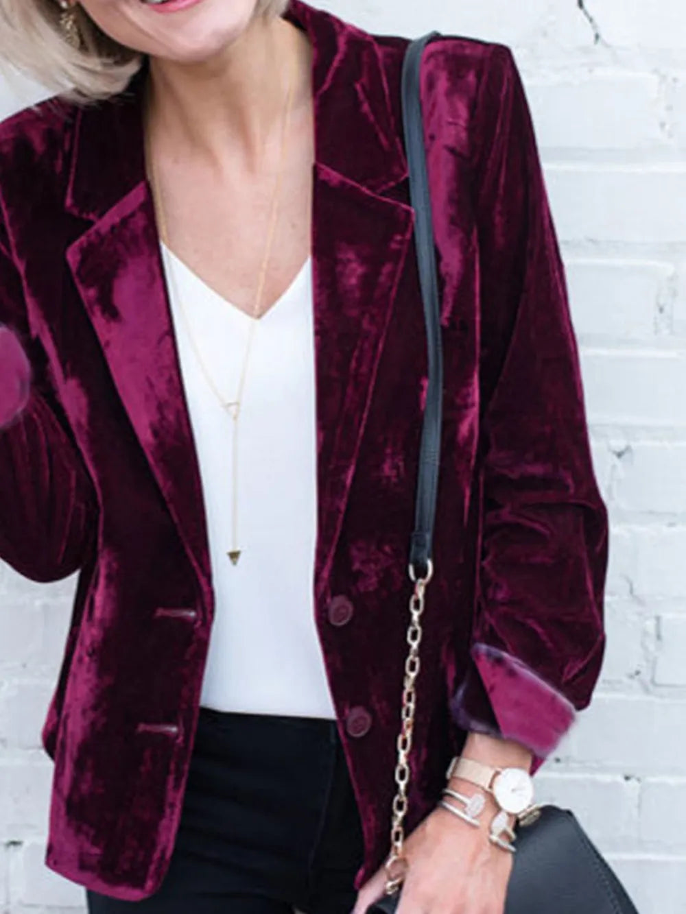 Button Up Lapel Collar Blazer (9)