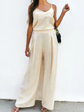 Spaghetti Strap Cami Wide Leg Pants Set (6)