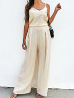 Spaghetti Strap Cami Wide Leg Pants Set (6)