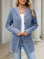 Ribbed Knit Hooded Button-down Cardigan (24)