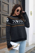 Ghost Pattern Round Neck Long Sleeve Sweater (5)
