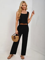 Square Neck Tank Wide Leg Pants Set (10)