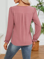 Notched Ruffle Cuff Blouse (11)