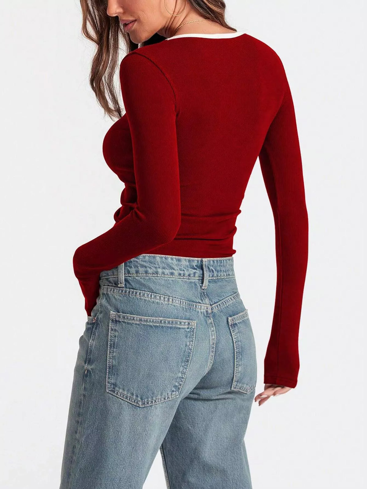 Scoop Neck Long Sleeve T-shirt (21)
