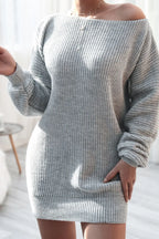 Boat Neck Long Sleeve Mini Sweater Dress (14)