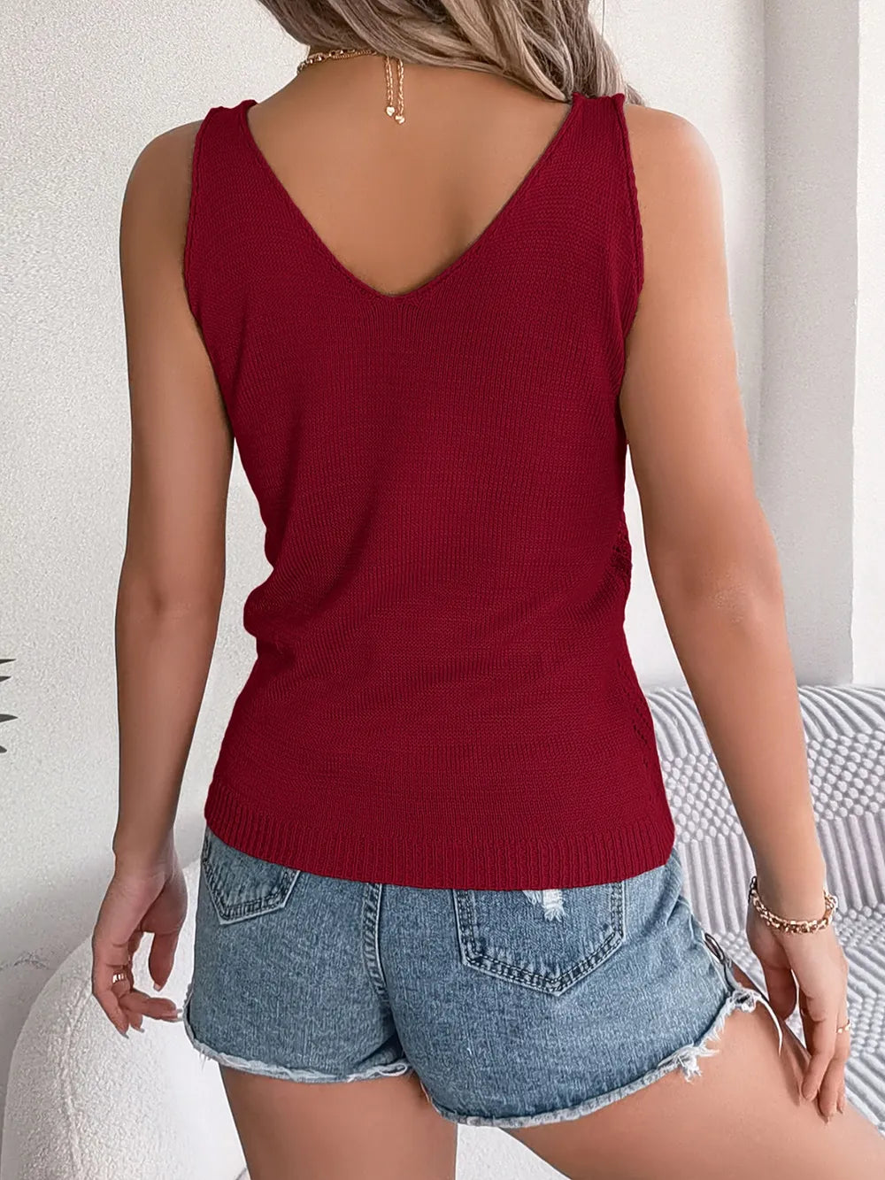 Openwork Scoop Neck Knit Vest (13)