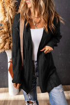 Cable-knit Dropped Shoulder Slit Cardigan (12)