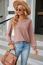 Round Neck Flounce Sleeve Blouse (16)