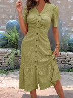 Eyelet Embroidered Button-down Midi Dress (4)