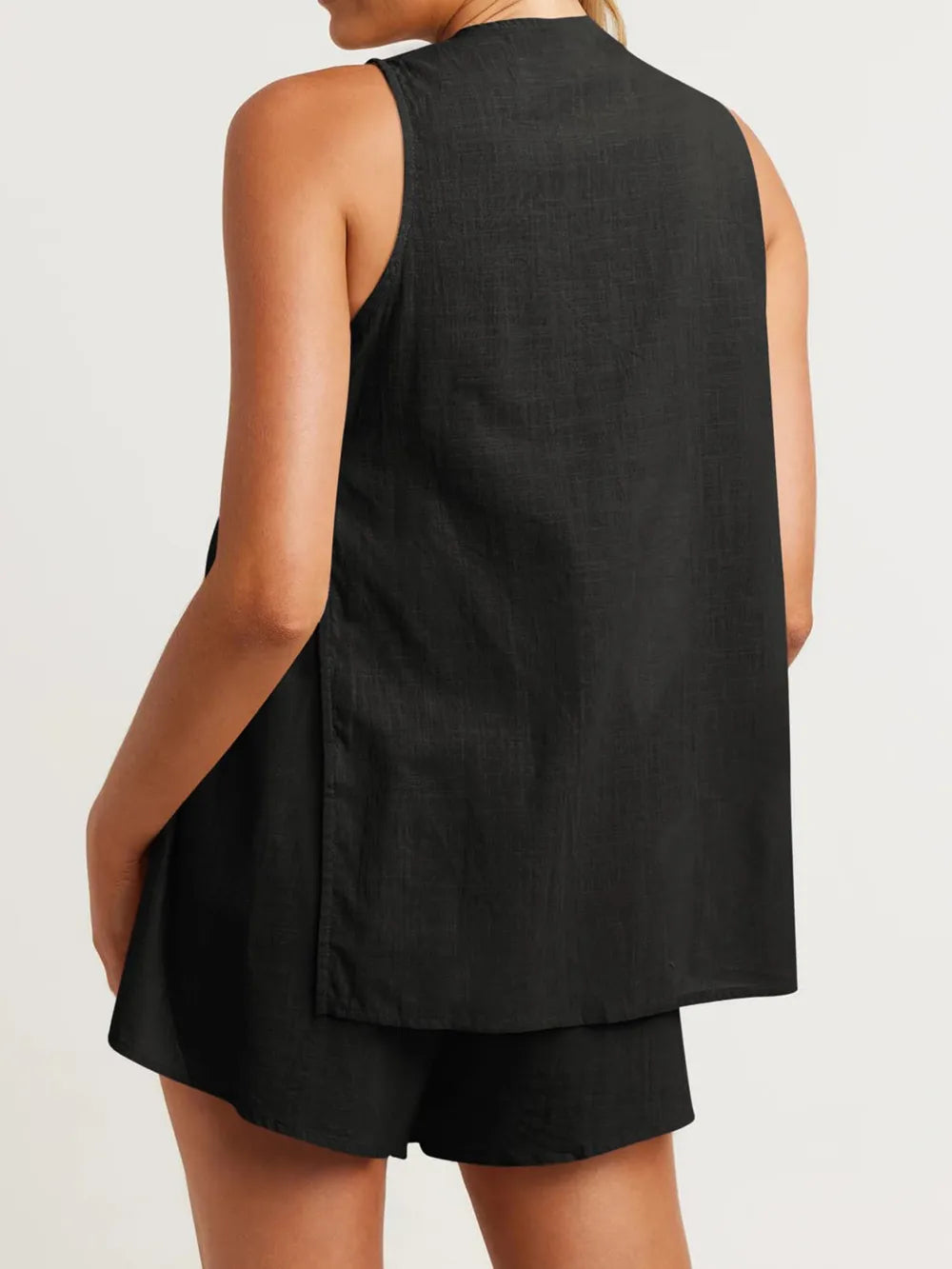 Full Size Button Up Top Shorts Set (8)