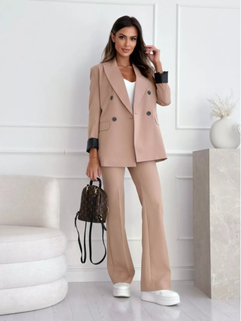 Lapel Collar Long Sleeve Blazer (6)