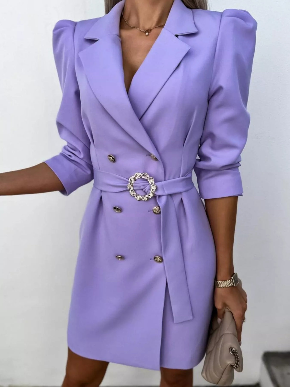 3/4 Sleeve Belted Blazer Dress (7)