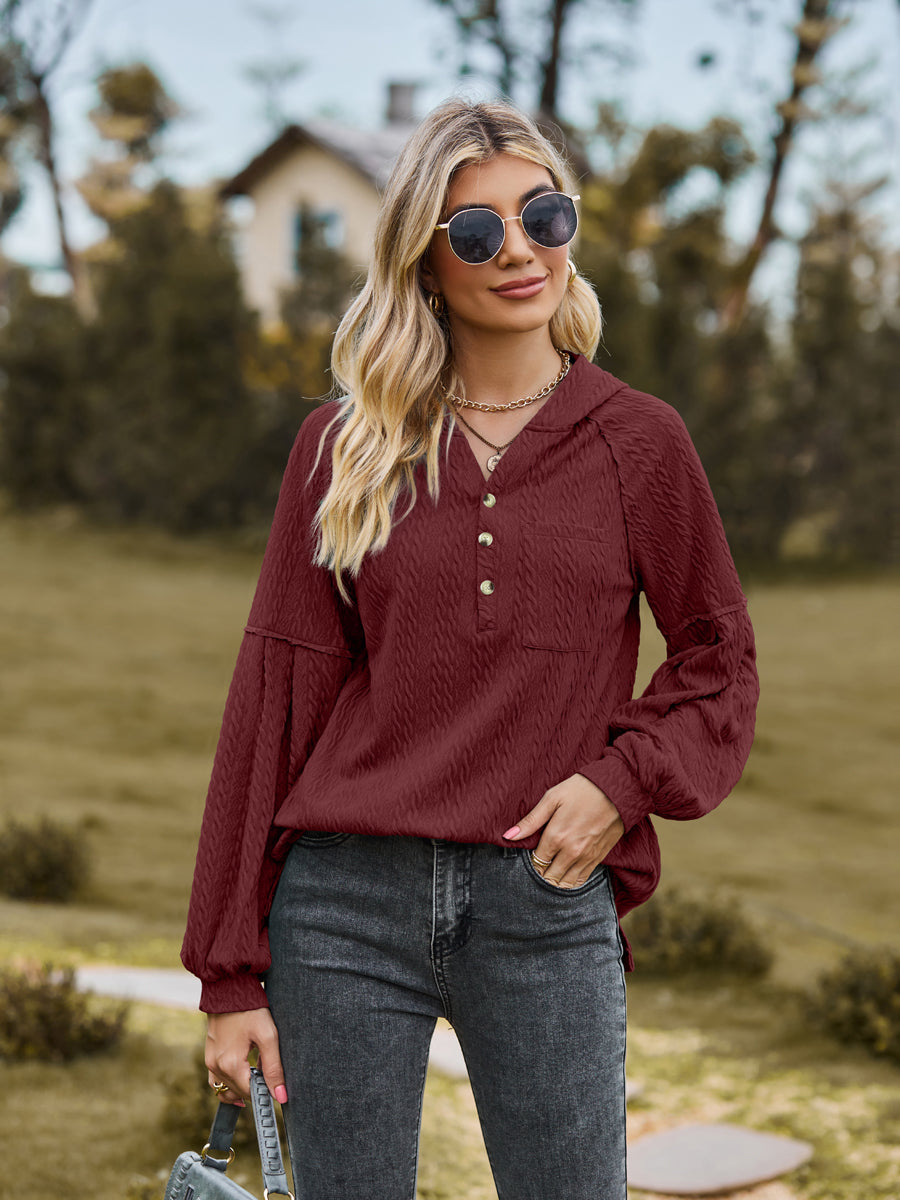 Cable-knit Dropped Shoulder Hoodie (14)