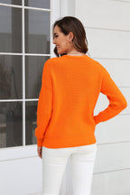 Ribbed V-neck Dropped Shoulder Knit Top (13)
