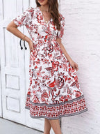 Floral Print Puff Sleeve Wrap Midi Dress (17)