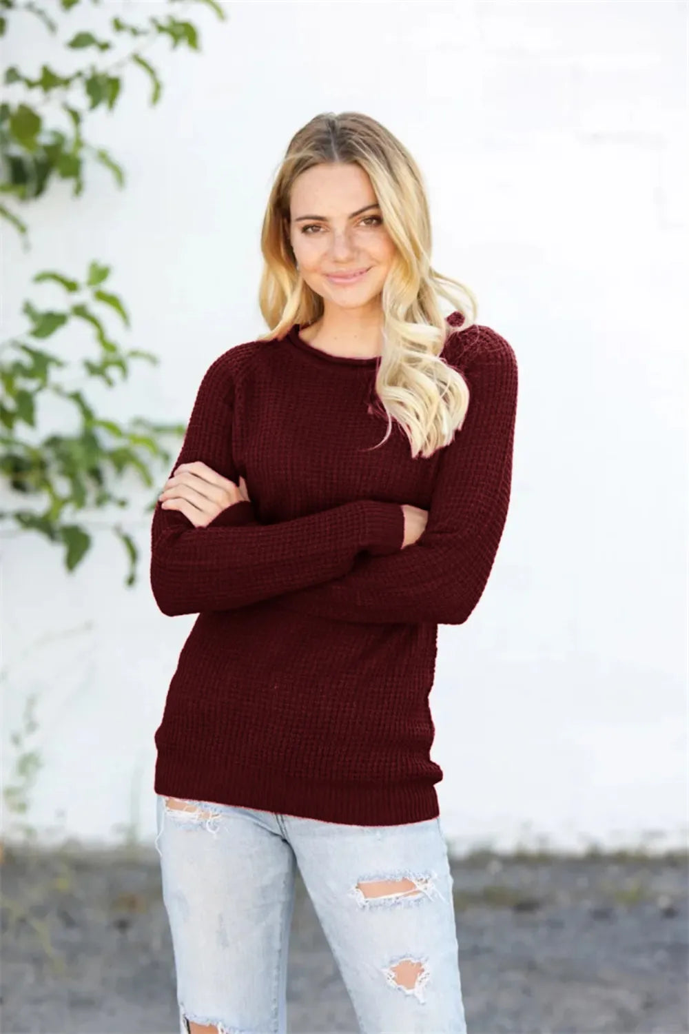 Round Neck Raglan Sleeve Sweater (10)