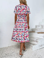 Printed Short Sleeve Midi Dress (29)