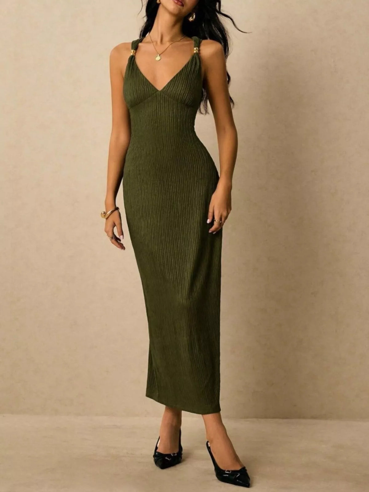 Sleeveless Ribbed Knit Midi Dress (25)