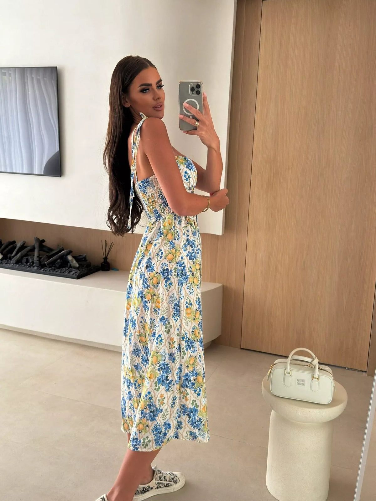 Printed Tie-strap Midi Dress (19)