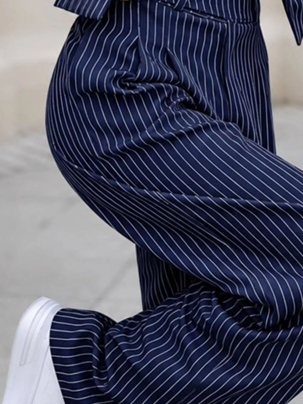 Striped Cropped Blazer Wide-leg Pants Two-piece Set (6)