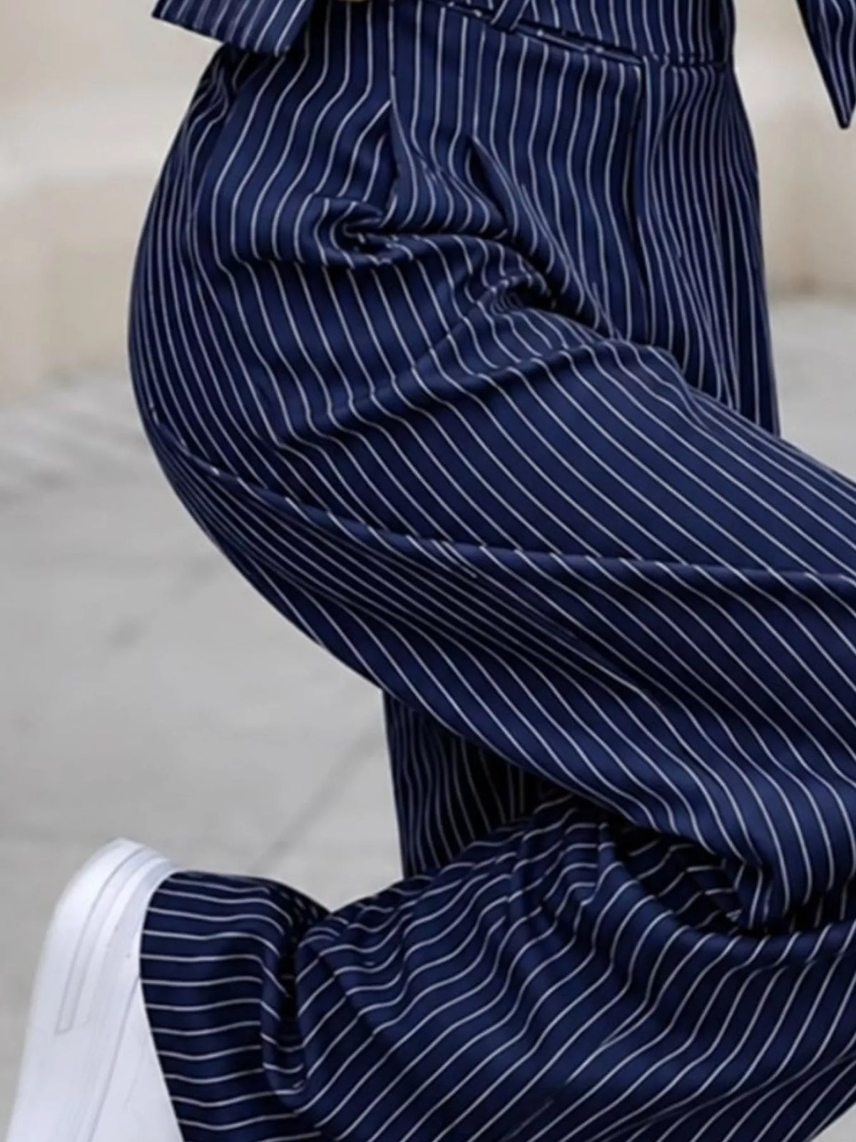 Striped Cropped Blazer Wide-leg Pants Two-piece Set (6)