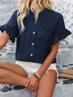 Button Down Ruffled Short Sleeve Shirt (26)