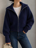 Zip Up Dropped Shoulder Cardigan (16)