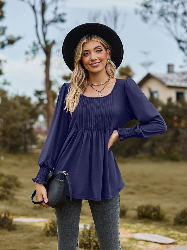 Puff Sleeve Pleated Blouse (8)