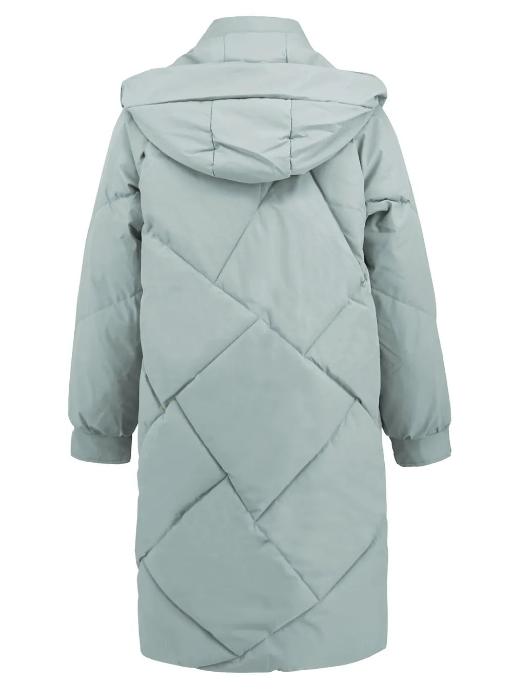 Long Sleeve Longline Hooded Winter Coat Pockets (12)