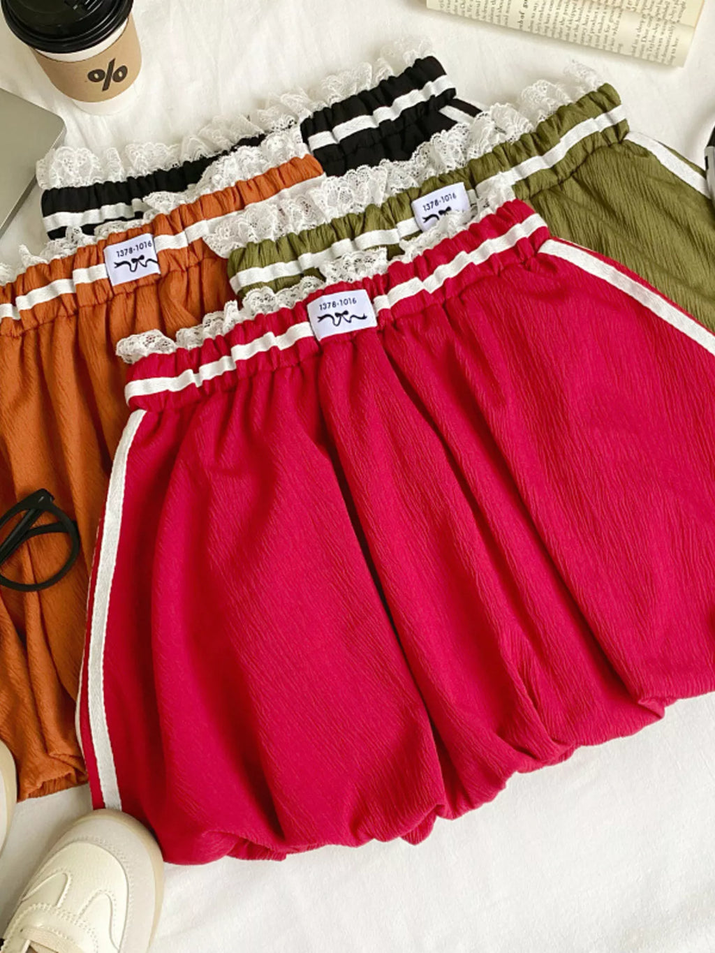 Lace Trim Elastic Waist Mini Skirt (14)