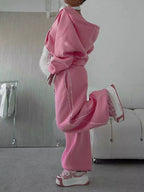 Cropped Zip-up Hoodie Wide-leg Sweatpants Lounge Set (11)