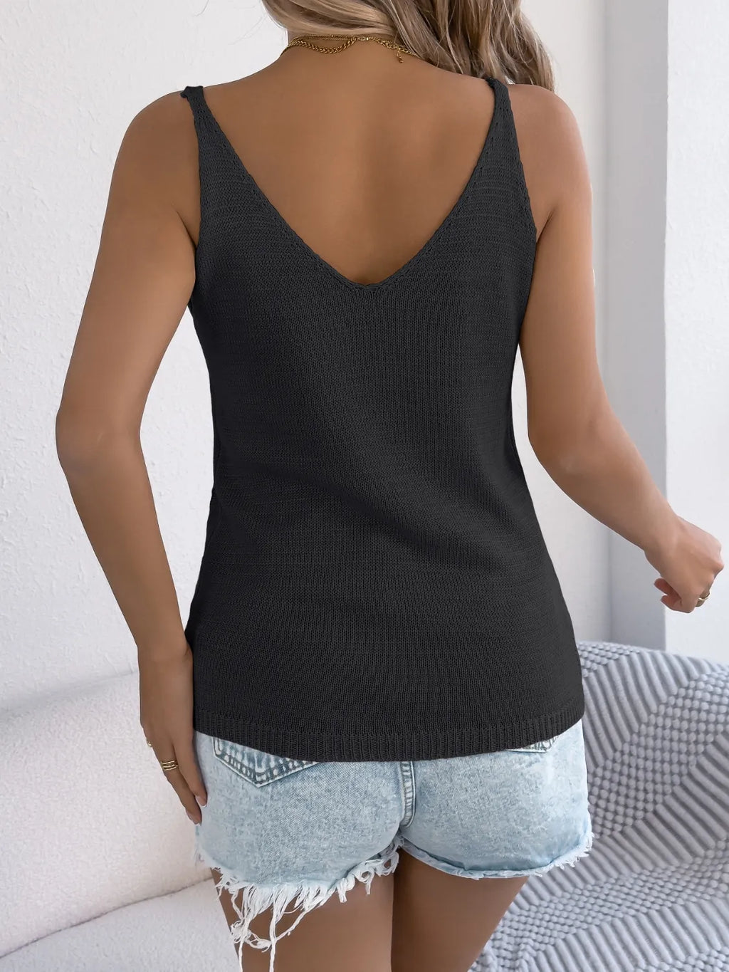 Cable-knit Button Down V-neck Sweater Vest (15)