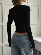 Cut-out Long Sleeve Crop T-shirt (8)