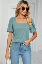Square Neck Short Sleeve T-shirt (3)