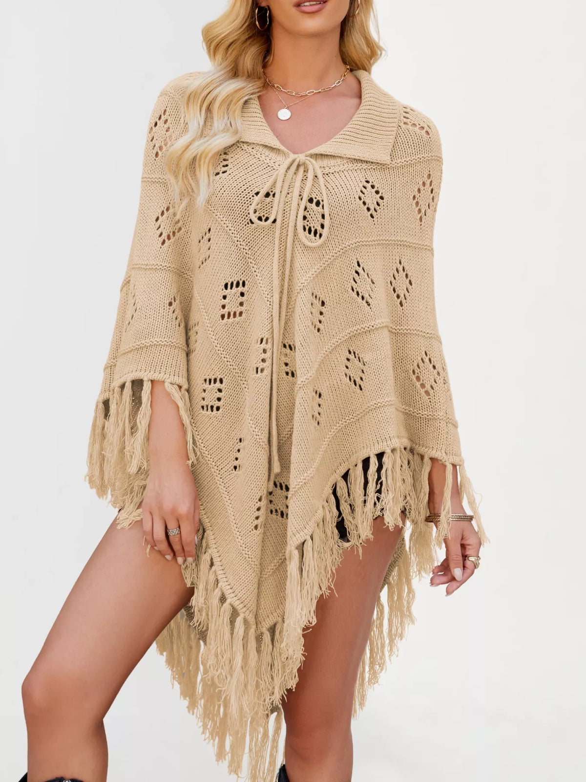 Fringe Openwork Knit Cover Up (13)