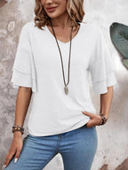 V-neck Half Sleeve Blouse (18)