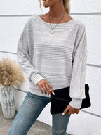 Ribbed Round Neck Long Sleeve Top (8)